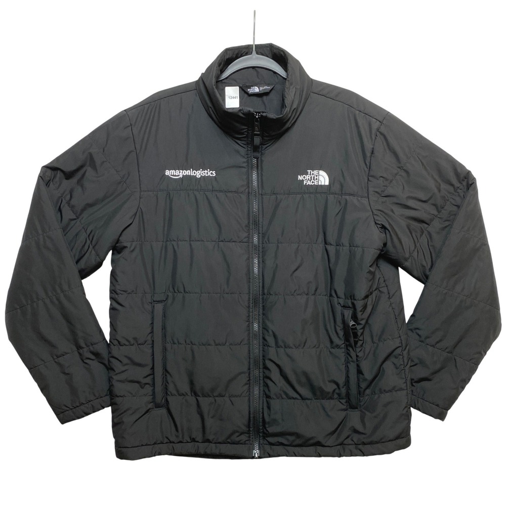 The North Face Jacket Mens Large Black Puffer Sponsored Logo Full Zip
